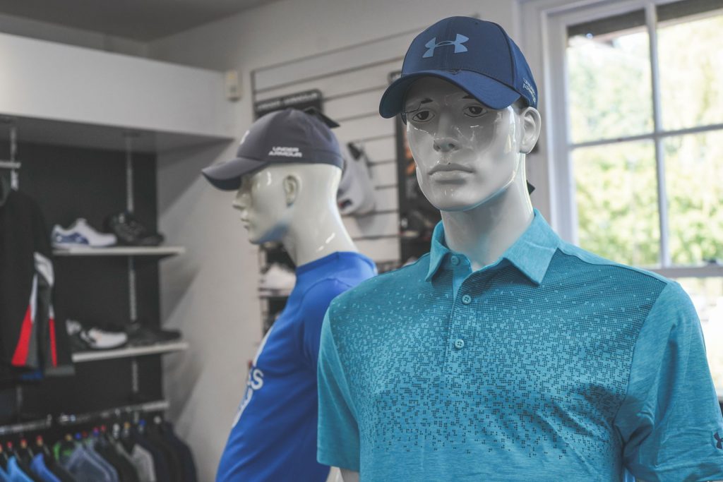Inside the golf shop